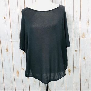 Ann Taylor LOFT Gray Boat Neck 3/4 Sleeve Top